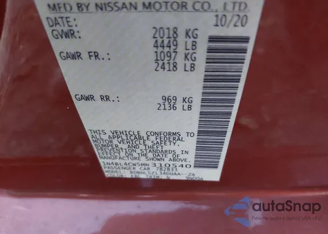2021 Nissan Altima Sr Intelligent Awd from USA, damaged, VIN 1N4BL4CW5MN310540